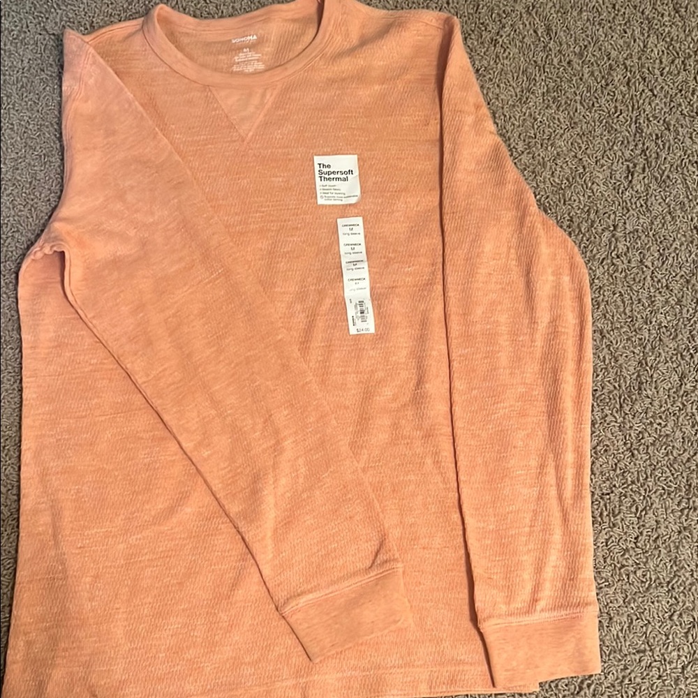 Orange Thermal Long Sleeve Shirt